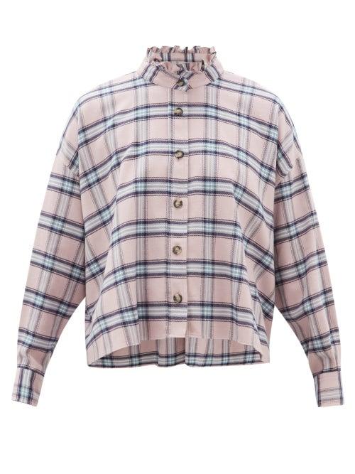 Matchesfashion.com Isabel Marant Toile - Ilaria Ruffled Checked Cotton Shirt - Womens - Light Pink