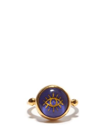 Matchesfashion.com Katerina Makriyianni - Evil Eye Lapis-lazuli & Gold-plated Ring - Womens - Navy