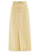 Ganni - High-rise Denim Maxi Skirt - Womens - Yellow