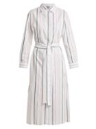 Matchesfashion.com Asceno - Point Collar Striped Cotton Shirtdress - Womens - White Stripe