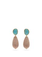 Matchesfashion.com Lizzie Fortunato - Turquoise Woven Cord Drop Earrings - Womens - Blue