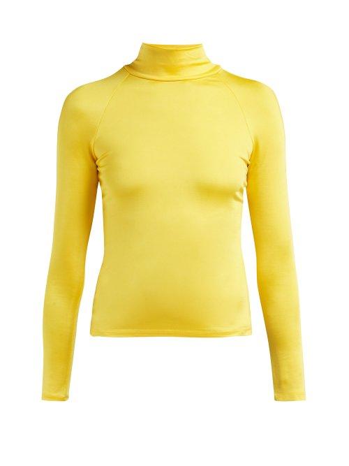 Matchesfashion.com Eckhaus Latta - Raglan Sleeve Slim Fit High Neck Top - Womens - Yellow