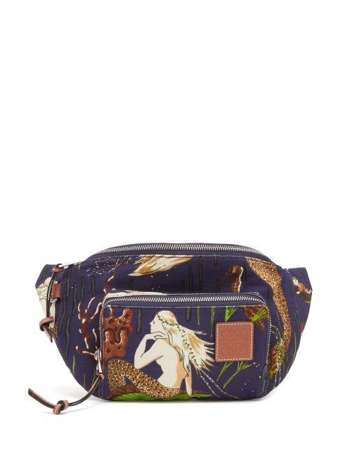 Matchesfashion.com Loewe Paula's Ibiza - Mermaid-print Canvas Belt Bag - Mens - Blue Multi