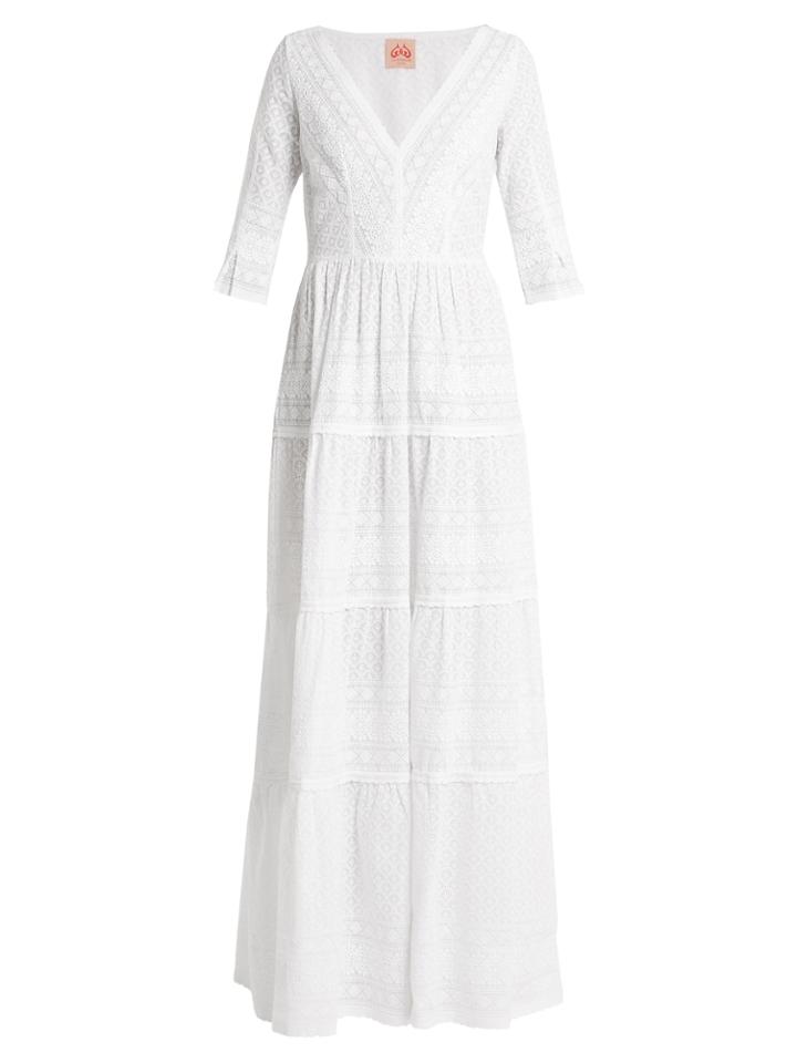 Le Sirenuse, Positano Anita V-neck Embroidered Cotton Dress