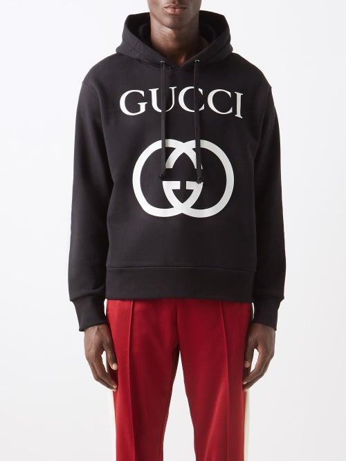 Gucci - Gg-print Cotton-jersey Hooded Sweatshirt - Mens - Black
