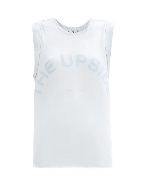 Matchesfashion.com The Upside - Logo-print Cotton-jersey Tank Top - Womens - Light Blue