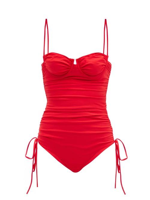 Matchesfashion.com Isa Boulder - Nina Ruched Swimsuit - Womens - Red