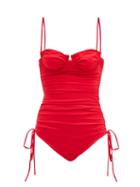 Matchesfashion.com Isa Boulder - Nina Ruched Swimsuit - Womens - Red