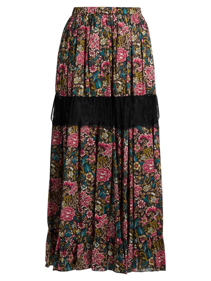 No. 21 Floral-print Cotton Skirt