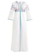 Matchesfashion.com Le Sirenuse, Positano - Vanessa Embroidered Cotton Maxi Dress - Womens - White Multi
