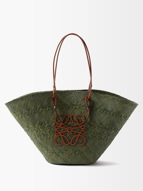 Loewe Paula's Ibiza - Anagram-appliqu Faux-raffia Basket Bag - Womens - Green
