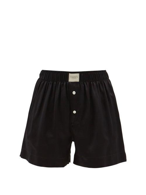 Comme Si - La Boxer Classica Silk Boxer Shorts - Womens - Black