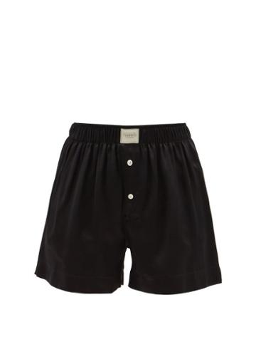 Comme Si - La Boxer Classica Silk Boxer Shorts - Womens - Black