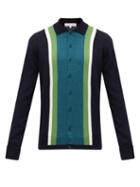 Matchesfashion.com Orlebar Brown - Sinclair X Striped Wool Cardigan - Mens - Navy Multi