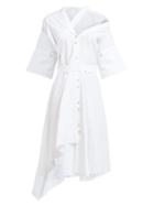 Matchesfashion.com Palmer//harding - Heathers Asymmetric Panelled Cotton Midi Dress - Womens - White