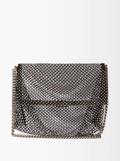 Saint Laurent - Fanny Crystal-mesh Shoulder Bag - Womens - Silver
