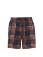 Le17septembre Homme - Merida Check Cotton-blend Seersucker Shorts - Mens - Brown