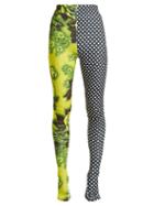 Matchesfashion.com Richard Quinn - Contrast Panel High Rise Leggings - Womens - Green Multi