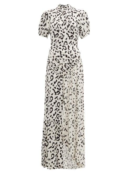 Matchesfashion.com Self-portrait - Open Back Leopard Print Crepe Maxi Dress - Womens - Black White