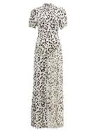 Matchesfashion.com Self-portrait - Open Back Leopard Print Crepe Maxi Dress - Womens - Black White