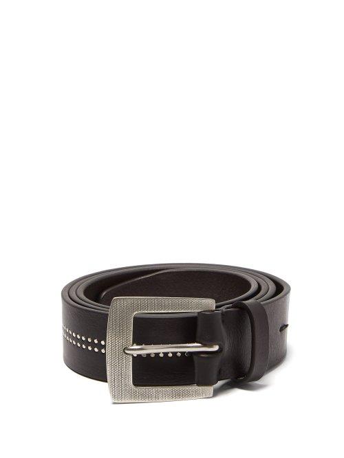 Matchesfashion.com Paul Smith - Studded Stripe Leather Belt - Mens - Black