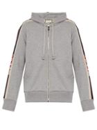 Matchesfashion.com Gucci - Logo Ribbon Appliqu Hooded Sweatshirt - Mens - Light Grey