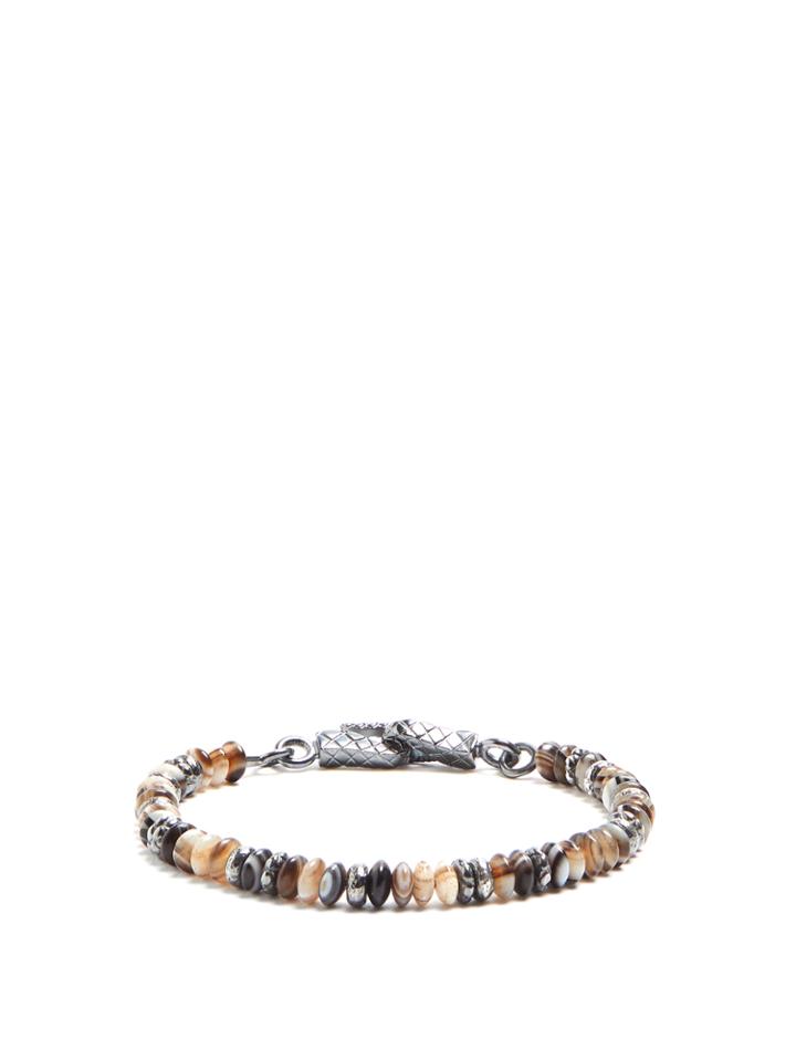 Bottega Veneta Garnet-stone And Silver Beaded Bracelet