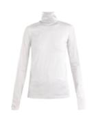 Matchesfashion.com Jil Sander - Roll Neck Cotton Blend Top - Womens - White