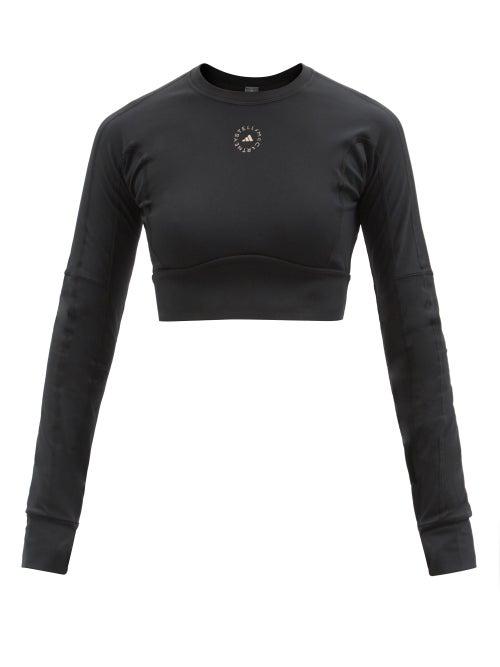 Adidas By Stella Mccartney - Truestrength Cropped Long-sleeved Top - Womens - Black