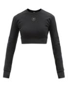 Adidas By Stella Mccartney - Truestrength Cropped Long-sleeved Top - Womens - Black