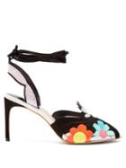 Matchesfashion.com Sophia Webster - Frida Floral Embellished Suede Sandals - Womens - Black Multi