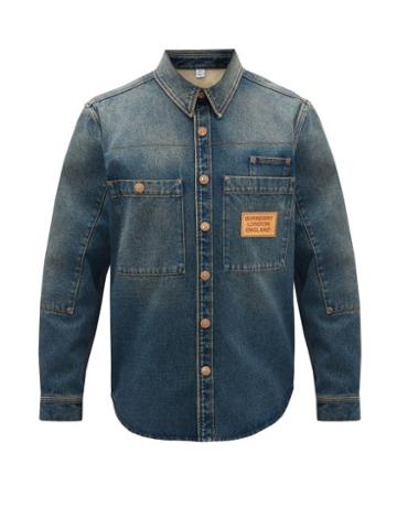 Matchesfashion.com Burberry - Dickson Logo-patch Denim Jacket - Mens - Mid Blue