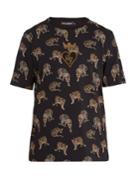 Dolce & Gabbana Heart-appliqu Leopard-print Cotton T-shirt