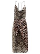 Matchesfashion.com Paco Rabanne - Leopard Chain Mail And Satin Dress - Womens - Leopard