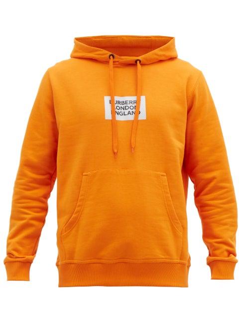 Matchesfashion.com Burberry - Logo Print Cotton Hooded Sweatshirt - Mens - Orange