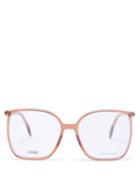 Matchesfashion.com Fendi - Ff-logo Oversized Square Acetate Glasses - Womens - Light Pink