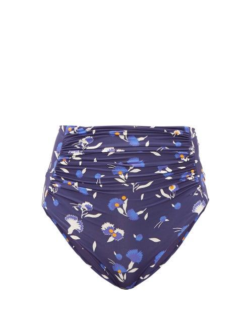 Matchesfashion.com Self-portrait - Botanical Print High Waist Bikini Briefs - Womens - Navy Multi