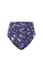Matchesfashion.com Self-portrait - Botanical Print High Waist Bikini Briefs - Womens - Navy Multi