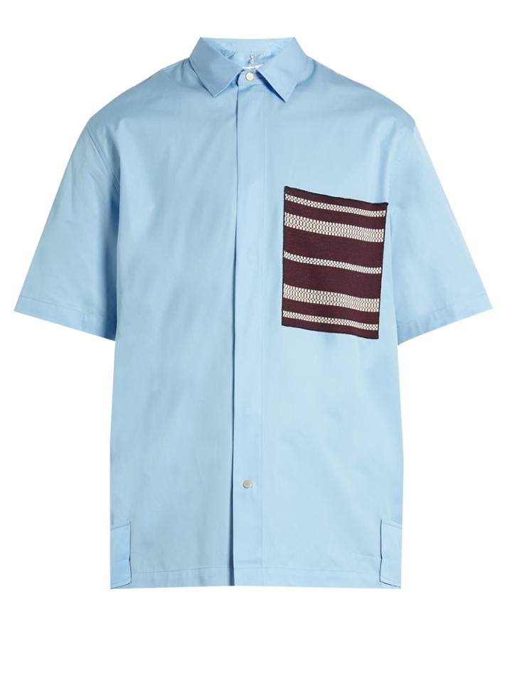 Oamc Knitted-pocket Short-sleeved Cotton Shirt