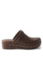 Brunello Cucinelli - Woven Leather Clogs - Womens - Dark Brown