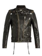 Saint Laurent Star-print Tarnished-leather Jacket