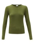 Matchesfashion.com Allude - Wide-rib Merino-wool Sweater - Womens - Khaki