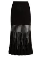 Matchesfashion.com Alexander Mcqueen - Ottoman Knit Midi Skirt - Womens - Black