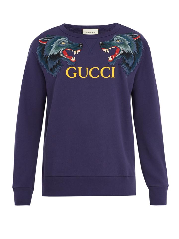 Gucci Wolf-appliqu Cotton Sweatshirt