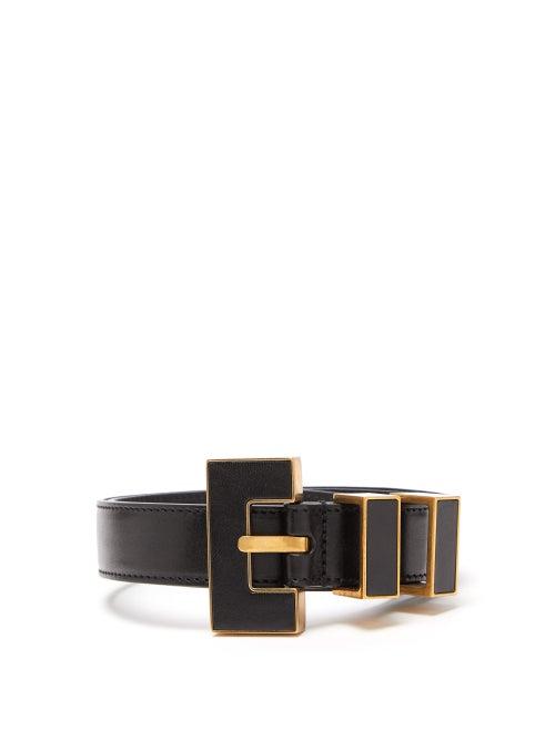 Matchesfashion.com Saint Laurent - Square Buckled Leather Belt - Womens - Black