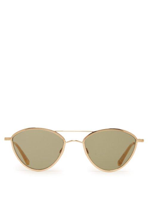 Matchesfashion.com Garrett Leight - Breeze 51 Round Metal Sunglasses - Womens - Green