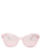 Matchesfashion.com Miu Miu - Glitter Acetate Square Frame Sunglasses - Womens - Pink