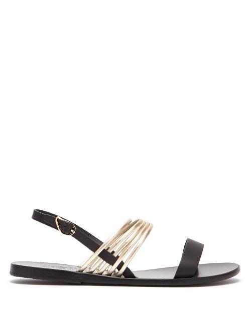 Matchesfashion.com Ancient Greek Sandals - Meloivia Cross Strap Leather Sandals - Womens - Black Gold