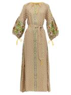 Matchesfashion.com D'ascoli - Byzantium Graphic Print Silk Faille Maxi Dress - Womens - Yellow Multi