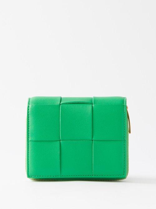 Bottega Veneta - Cassette Intrecciato Leather Wallet - Womens - Green